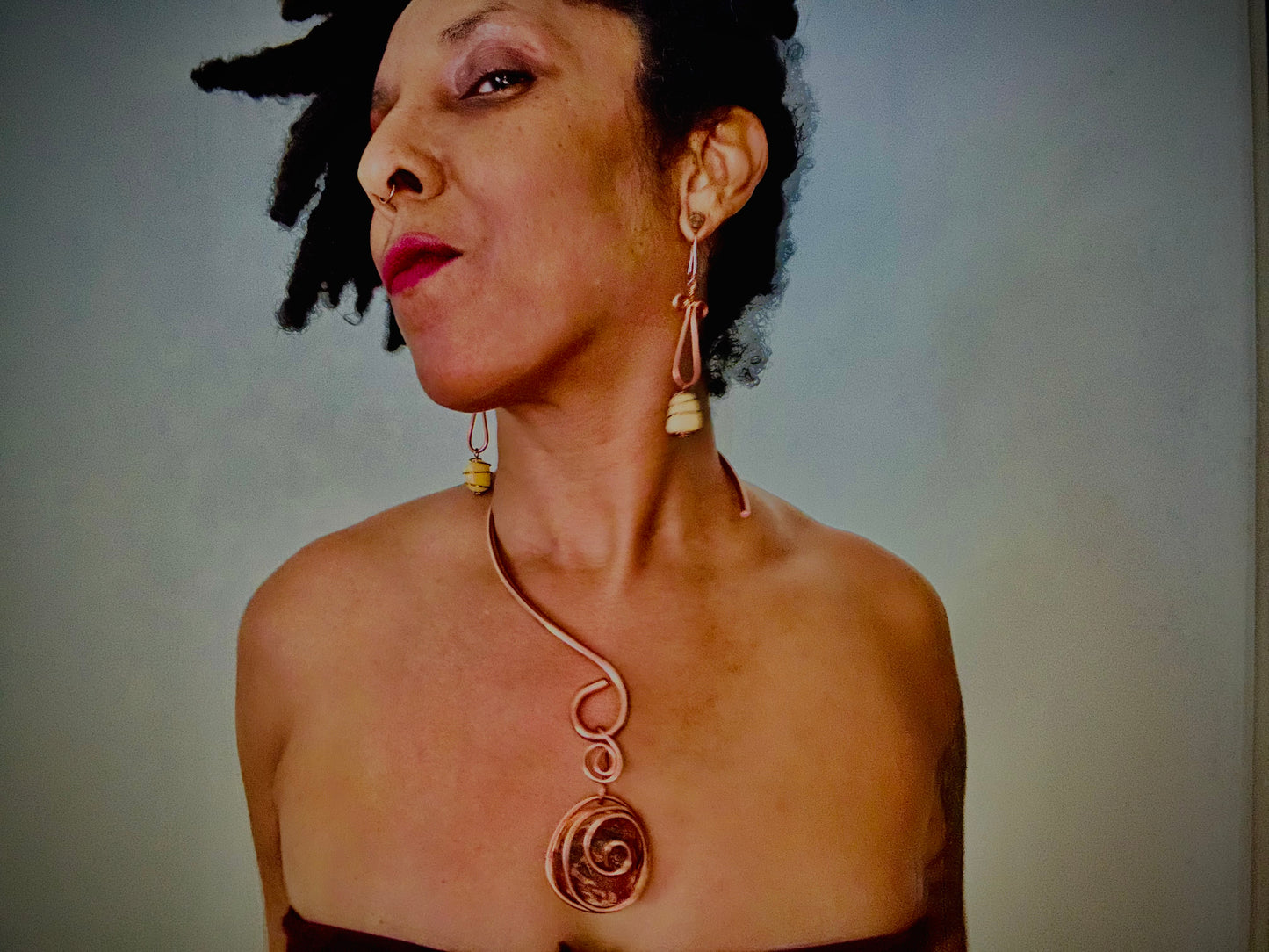 Raw Carnelian Copper Wrapped Handmade Hook Necklace