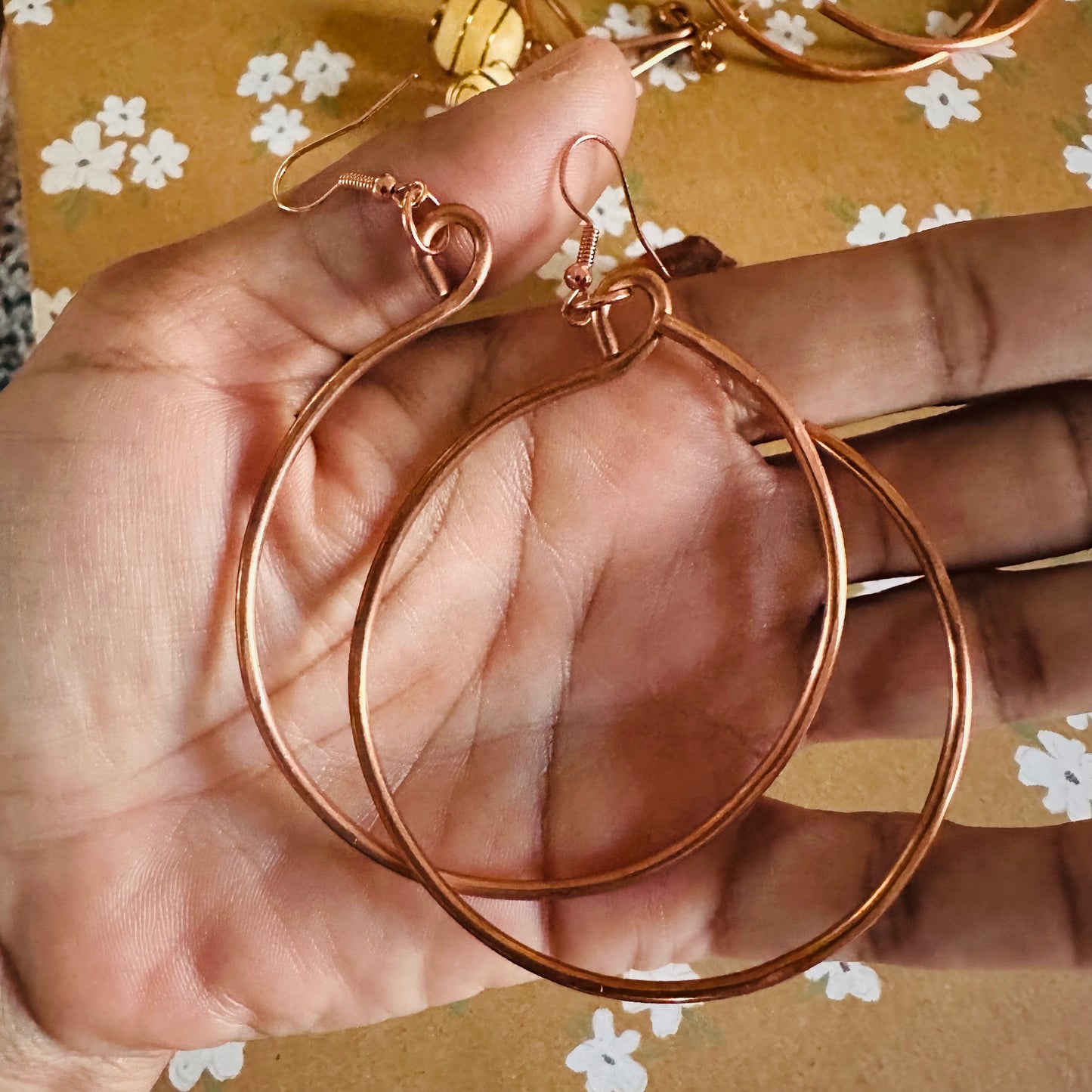 Simple Full and Half Hoop Handmade Copper Dangle Earrings