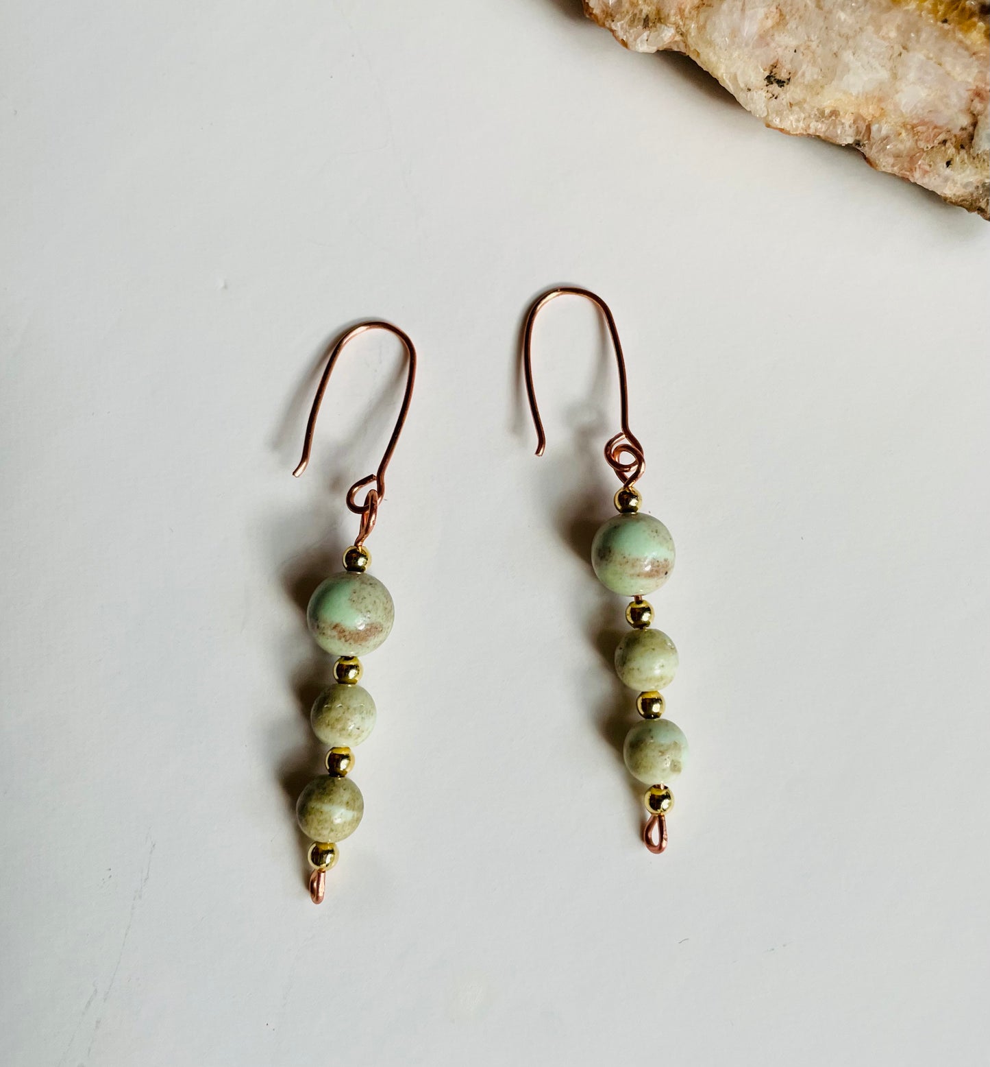 Sea Foam Green Calcite Dangle Earrings