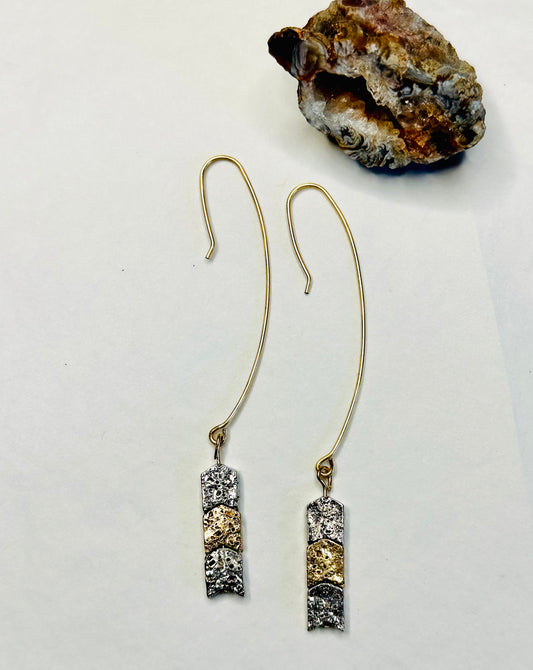 Silver and Gold Disco Dangle Earrings