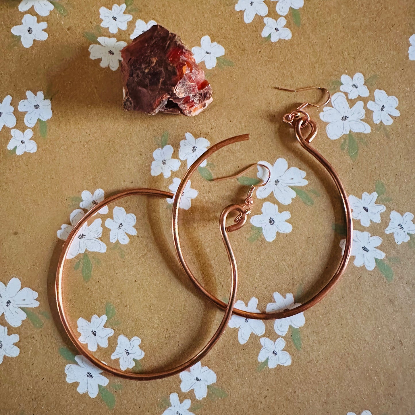 Simple Full and Half Hoop Handmade Copper Dangle Earrings