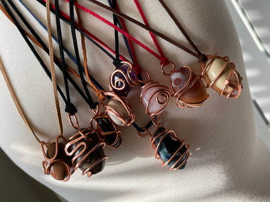 Copper Wrapped Crystal Pendants